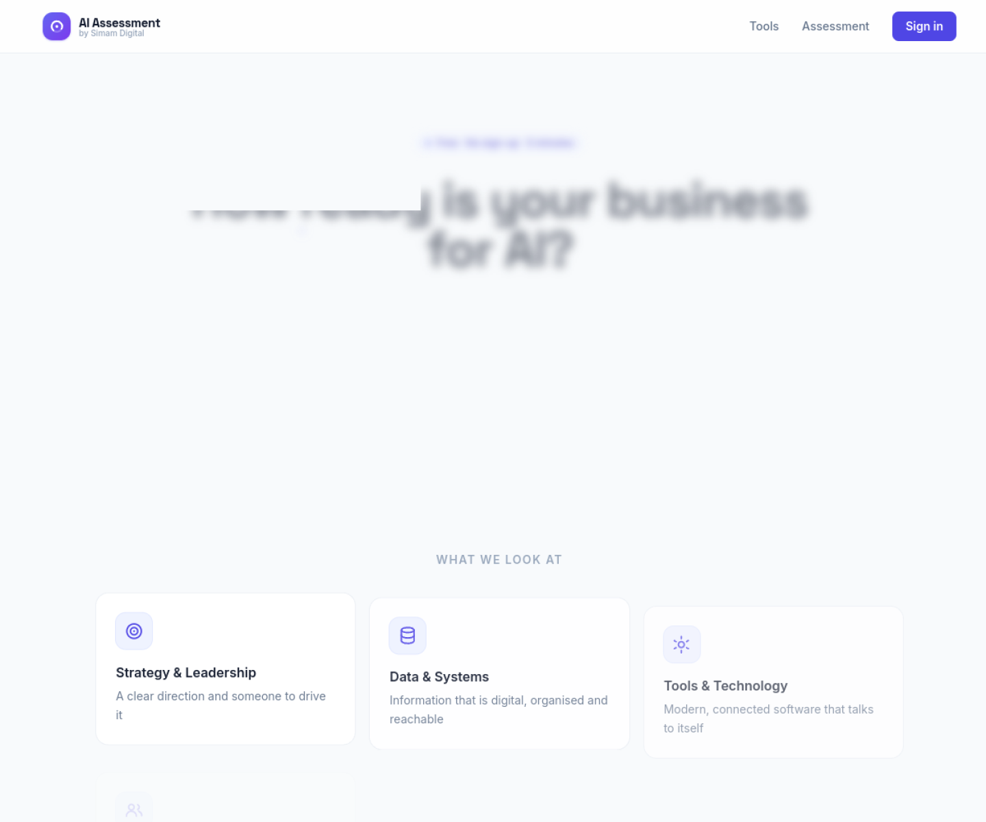 AI Readiness Assessment interface screenshot
